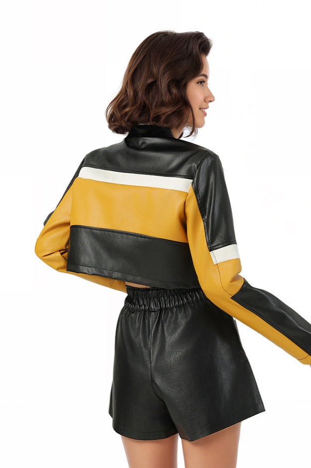 Lune London | Block PU Leather Biker Jacket