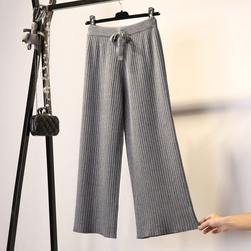 Pantalons en maille côtelée confortables pour femmes avec cordon de serrage à la taille Chic & Stil