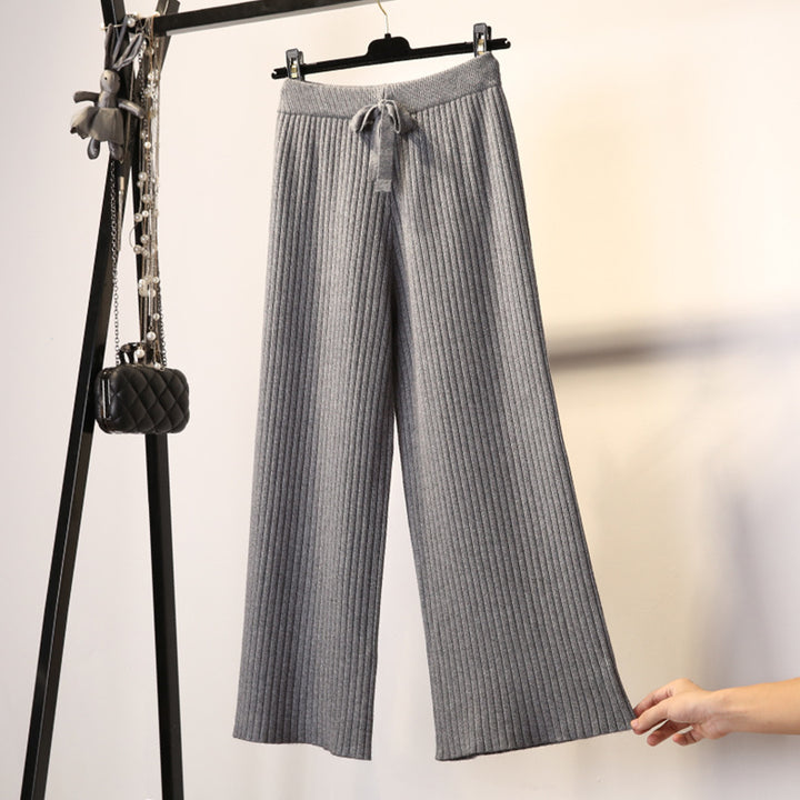 Pantalons en maille côtelée confortables pour femmes avec cordon de serrage à la taille Chic & Stil