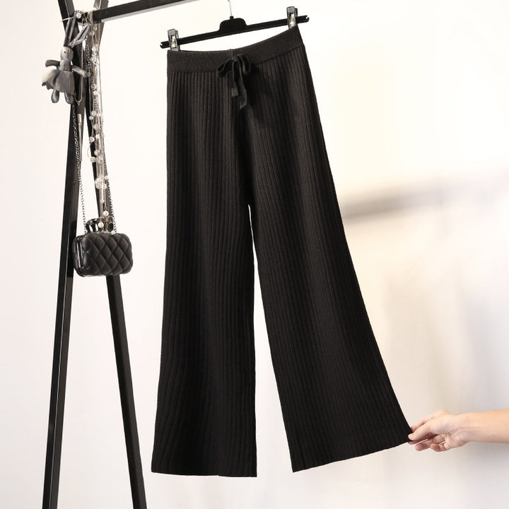 Pantalons en maille côtelée confortables pour femmes avec cordon de serrage à la taille Chic & Stil