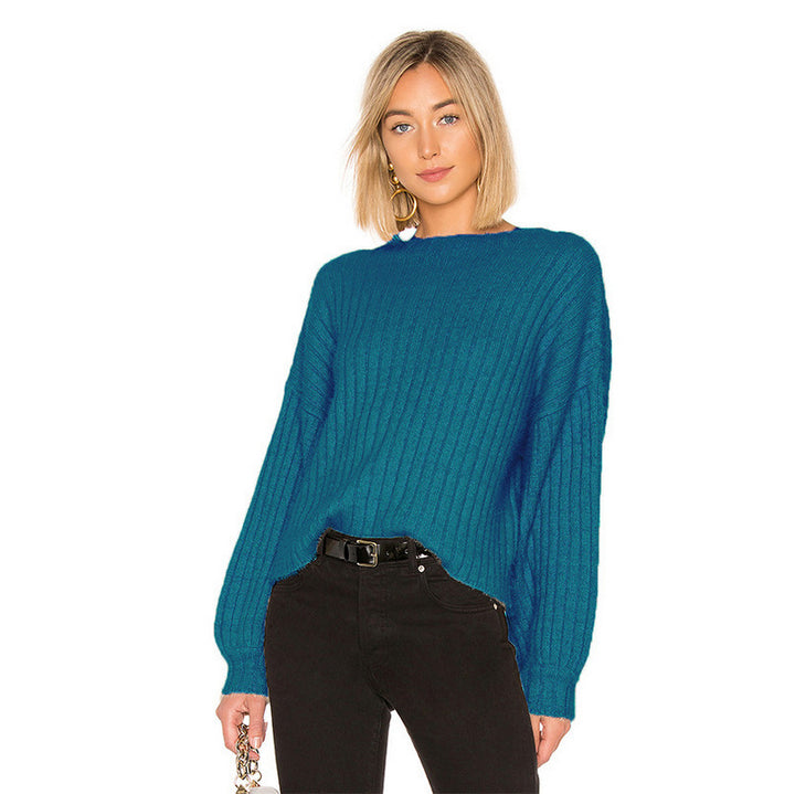 Fashion knitted sweater for women with drop shoulders and a fine ribbed texture Lune London