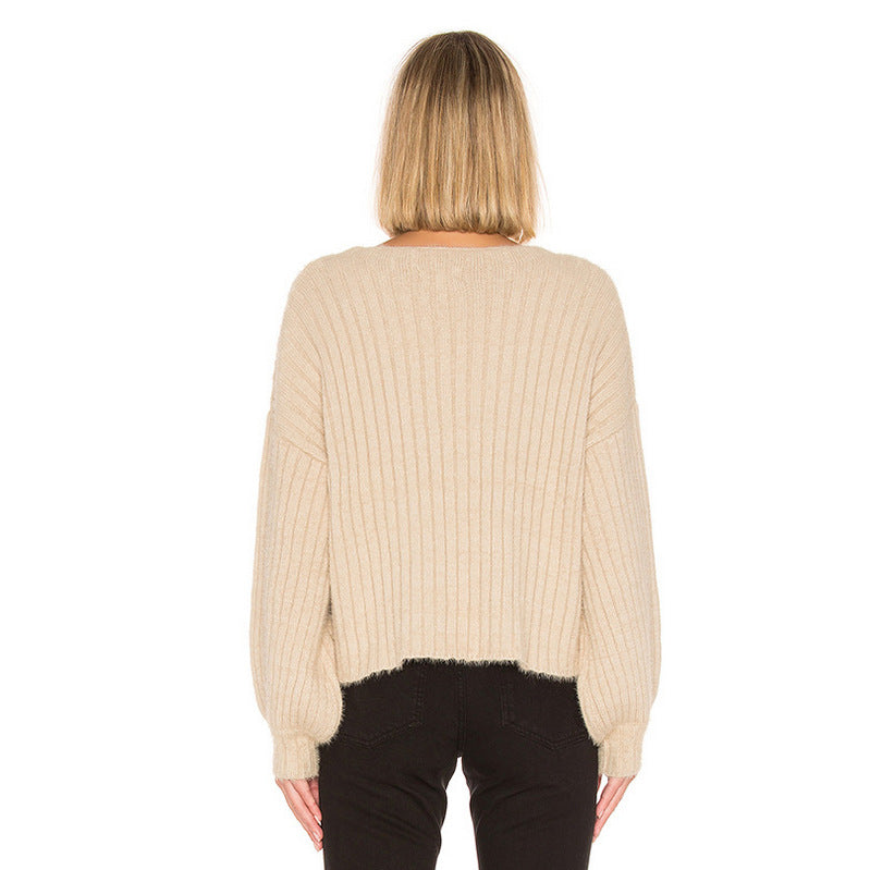 Fashion knitted sweater for women with drop shoulders and a fine ribbed texture Lune London