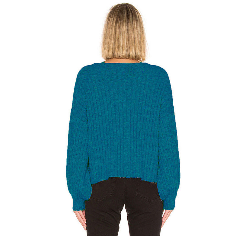 Fashion knitted sweater for women with drop shoulders and a fine ribbed texture Lune London
