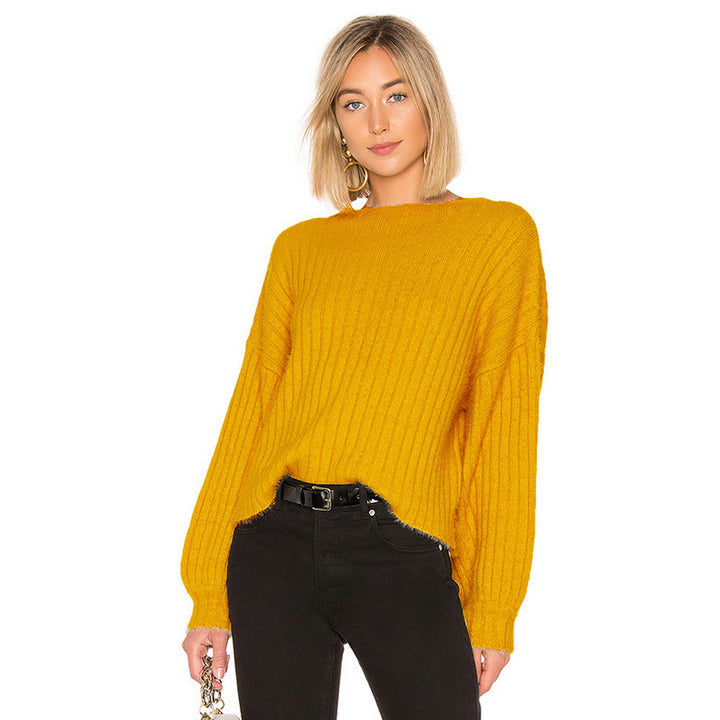 Fashion knitted sweater for women with drop shoulders and a fine ribbed texture Lune London