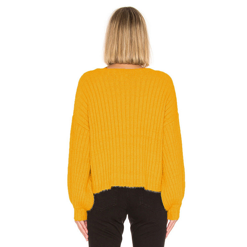 Fashion knitted sweater for women with drop shoulders and a fine ribbed texture Lune London