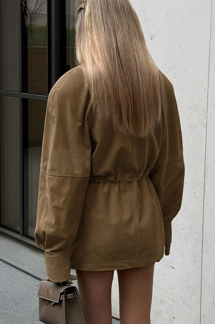Lune London | Neck buckle waist suede jacket