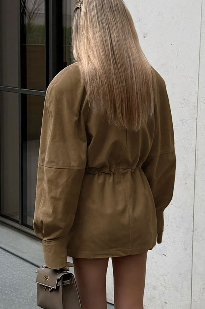 Lune London | Neck buckle waist suede jacket