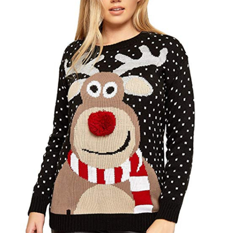 Women's Christmas sweater with a cheerful reindeer pattern and colorful details Lune London