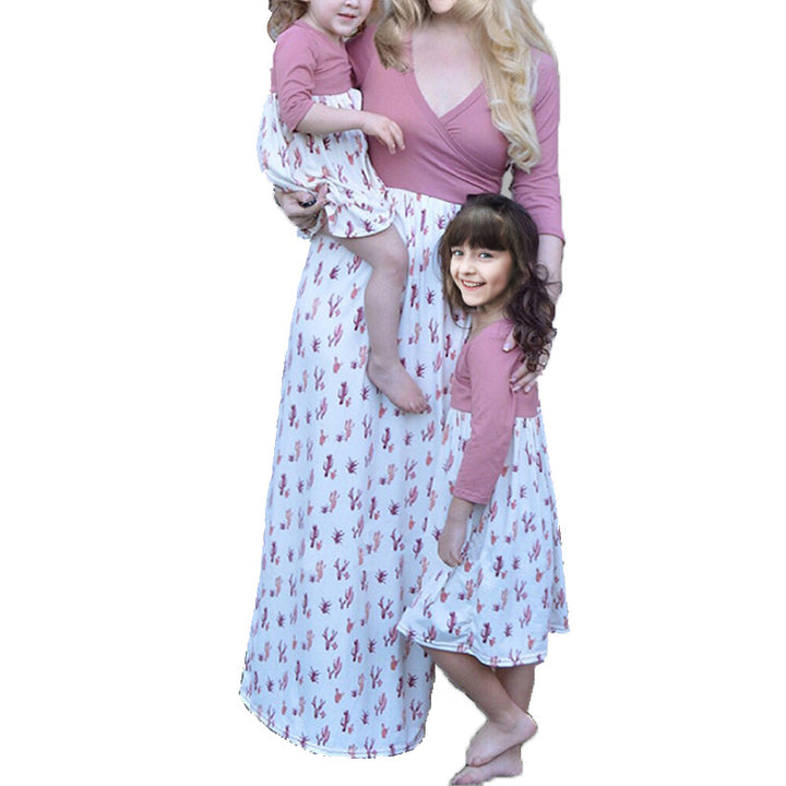 Women's wrap dress with striking cactus print and long sleeves Lune London