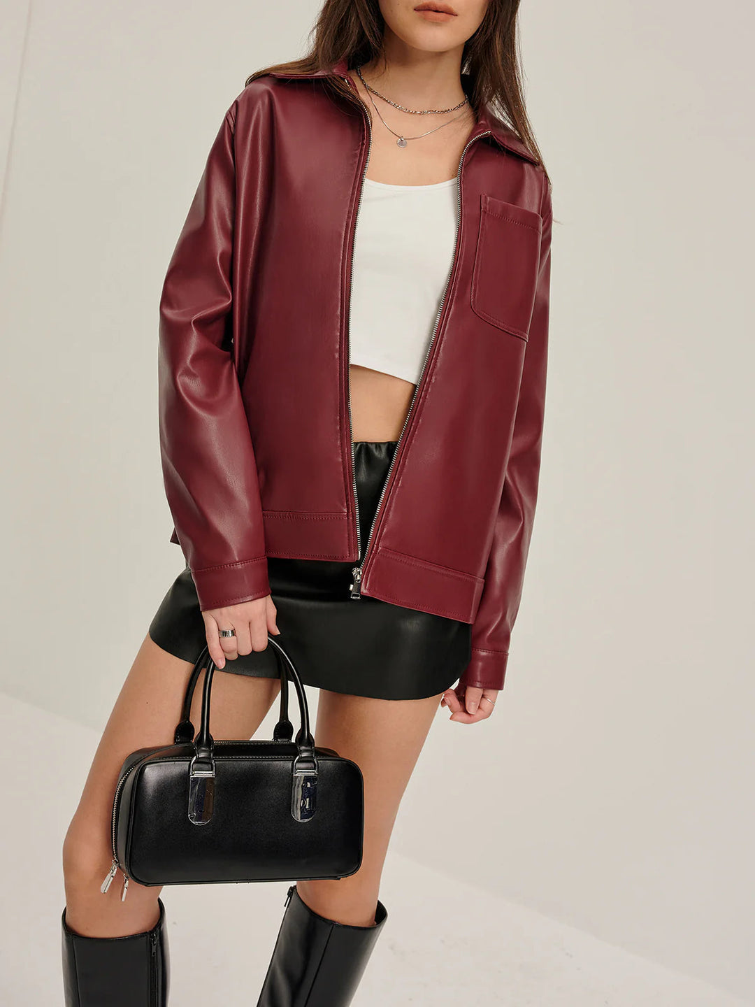 Lune London | Zipper PU Leather Jacket
