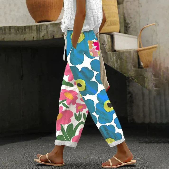 Lune London | Green pants with fresh floral print
