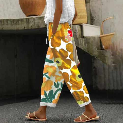 Lune London | Green pants with fresh floral print