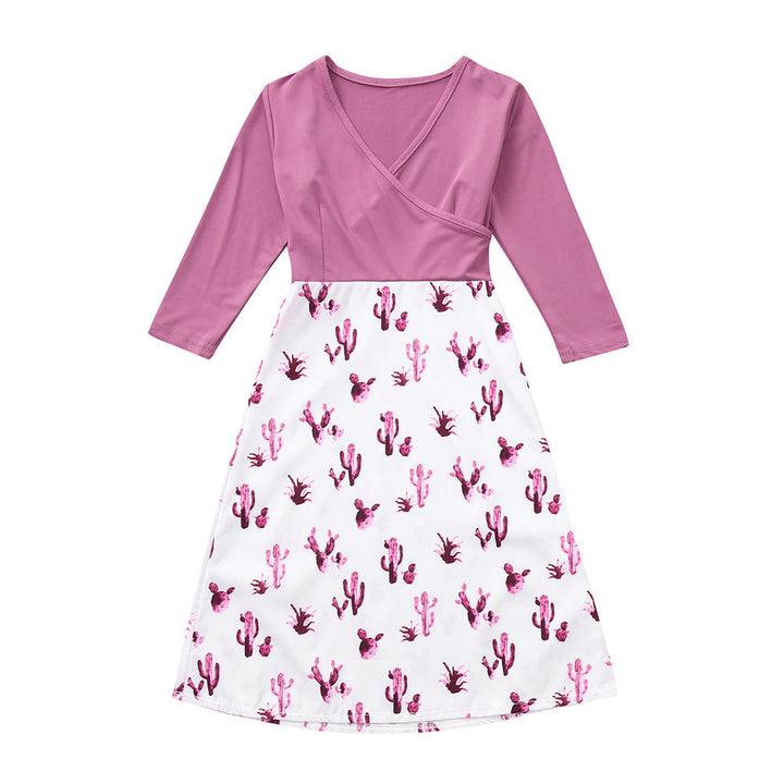 Women's wrap dress with striking cactus print and long sleeves Lune London