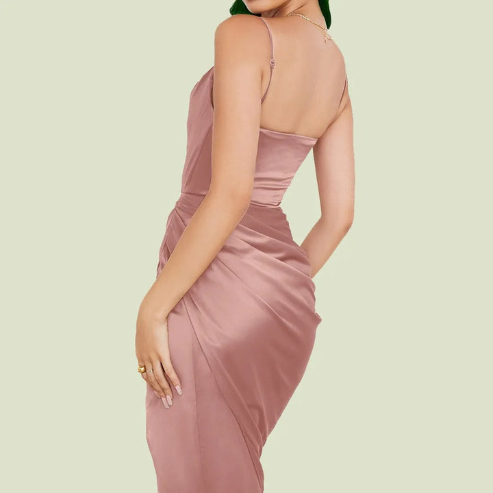Lune London | Dress Made Of Satin with Ruffles and Narrow Straps
