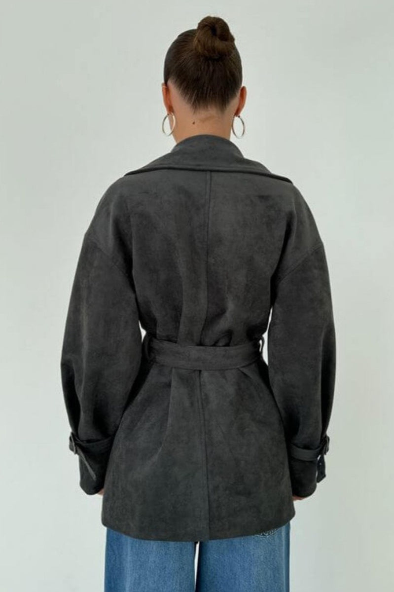 Lune London | Suede Lapel Waistband Jacket Coat