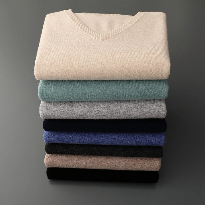 Lune London | Cashmere Sweater Men V-Neck Soft Cashmere Knit Material