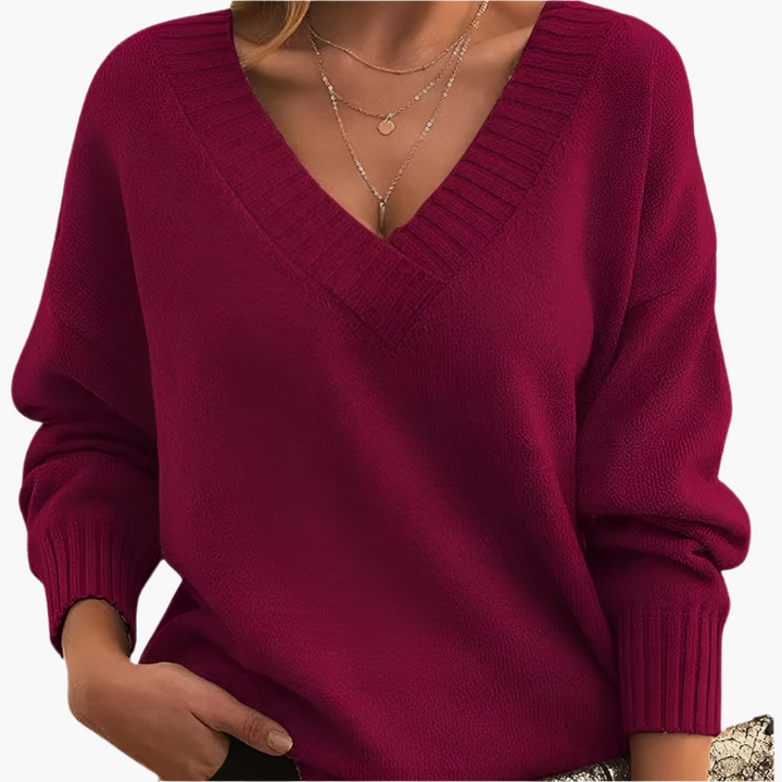 Lune London | V neck sweater - Elegant knit sweater in an oversized style for everyday and office use