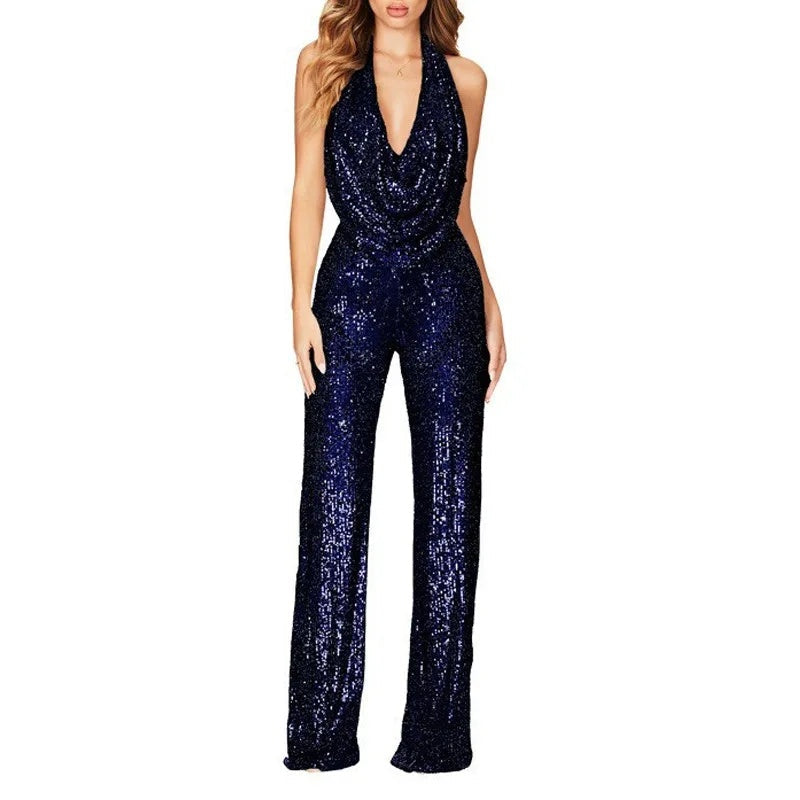 Ladies Elegant Glitter Jumpsuit Lune London
