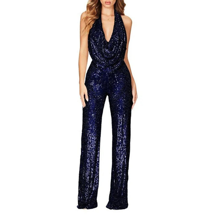 Ladies Elegant Glitter Jumpsuit Lune London