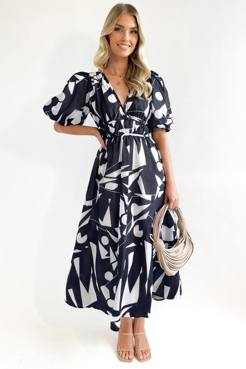 Lune London | Real Love Print Puff Sleeve Maxi Dress