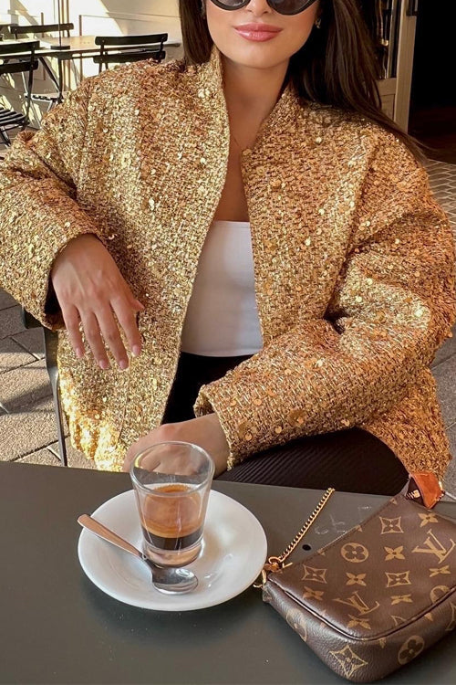 Lune London | Collar Zip Pocket Sequin Jacket