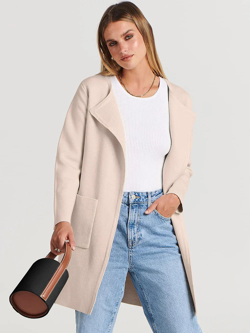 Lune London | Coat - Loose Fit - Knee Length - Wide Lapel - Minimalist Design