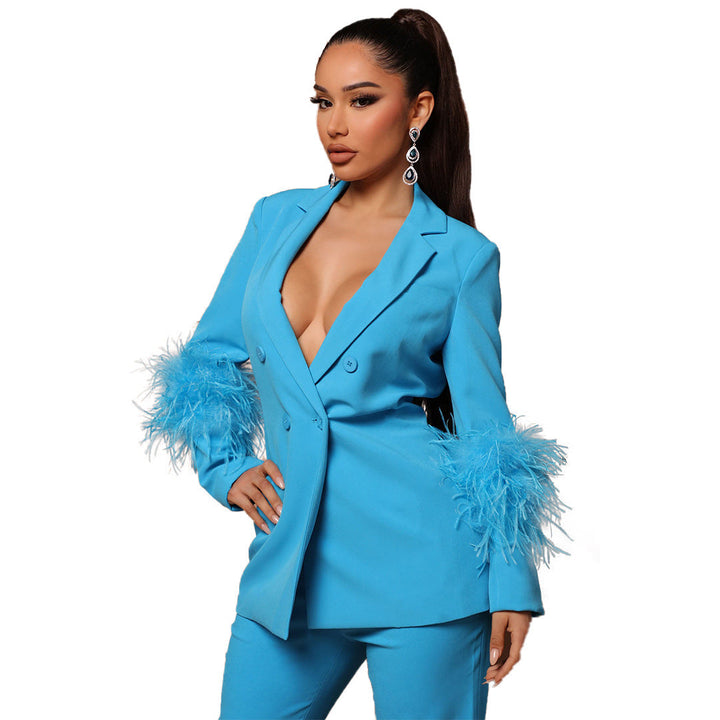 Lune London | Two-piece ostrich fur lapel for women