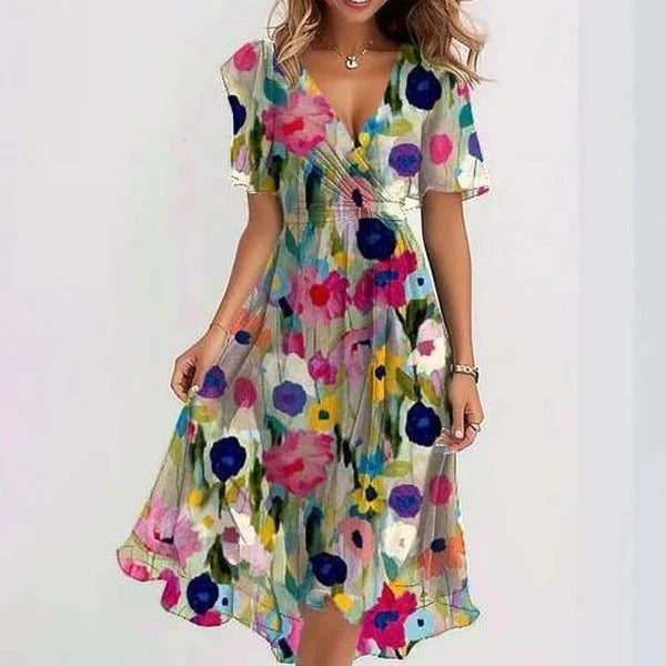 Lune London | Stylish Floral Dress with Short Sleeves