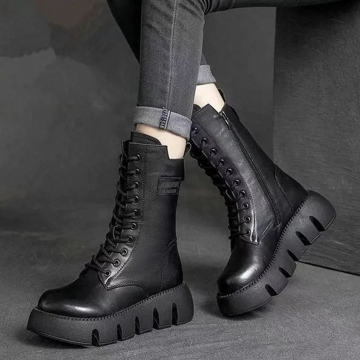 Lune London | Bottes d'hiver avec fermeture éclair - Semelle antidérapante - Doublées chaudes - Aspect cuir véritable