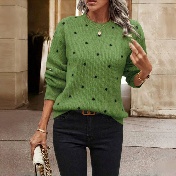 Lune London | Pullover - Women's Autumn Polka Dot Knit Sweater