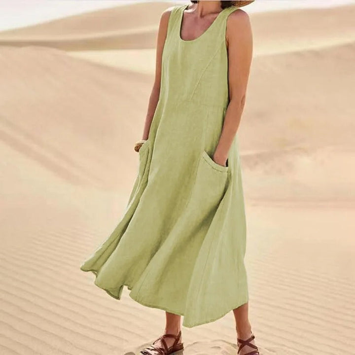 Lune London | Sleeveless linen dress with pockets for women