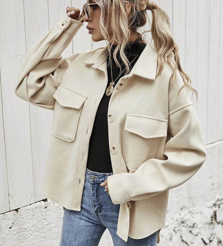 Lune London | Jacket - Oversized Fit - Soft Textured Quality - Button Closure - Large Pockets