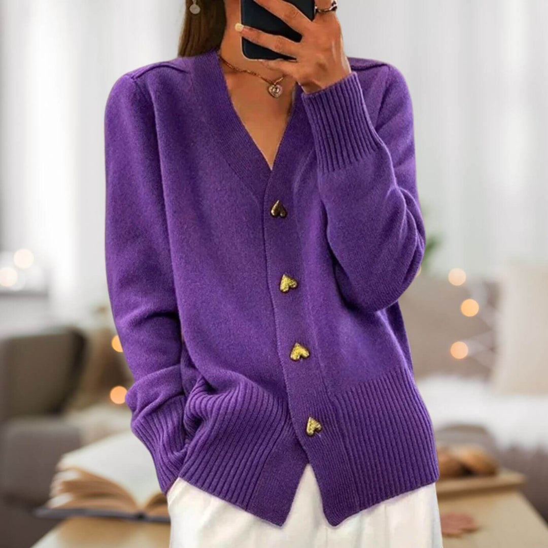 Lune London | Stylish cardigan with heart button accents