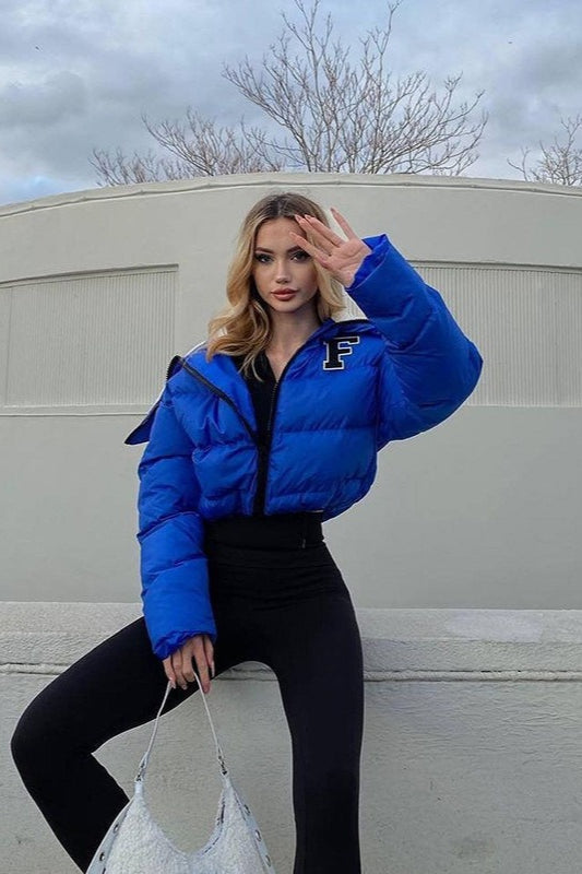 Lune London | Fleece Patchwork Faux Fur Collar Puffer Jacket