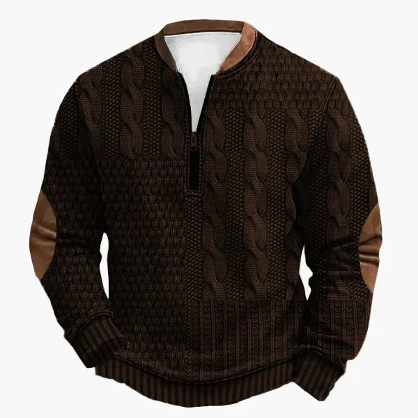 Lune London | Knitted sweater with cable knit pattern and quarter zip - Trendy casual sweater for autumn and winter