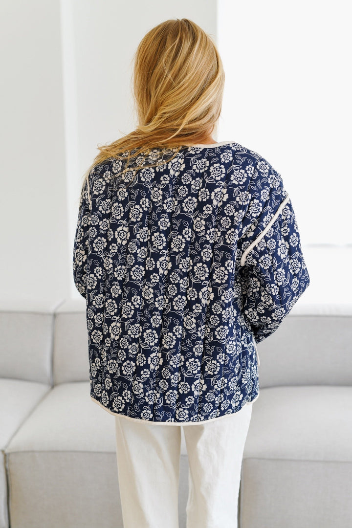 Lune London | Printed Padded Jacket - Navy/Cream
