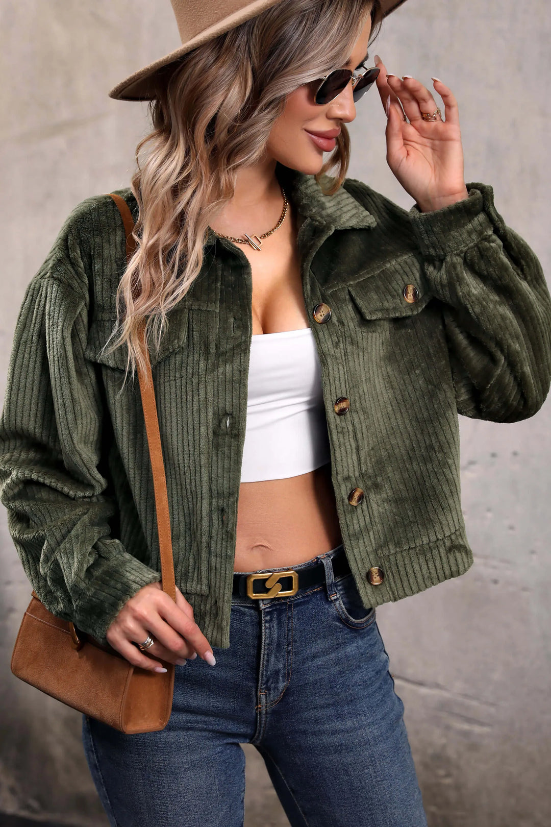 Lune London | Shorter Cord Jacket - Olive Green