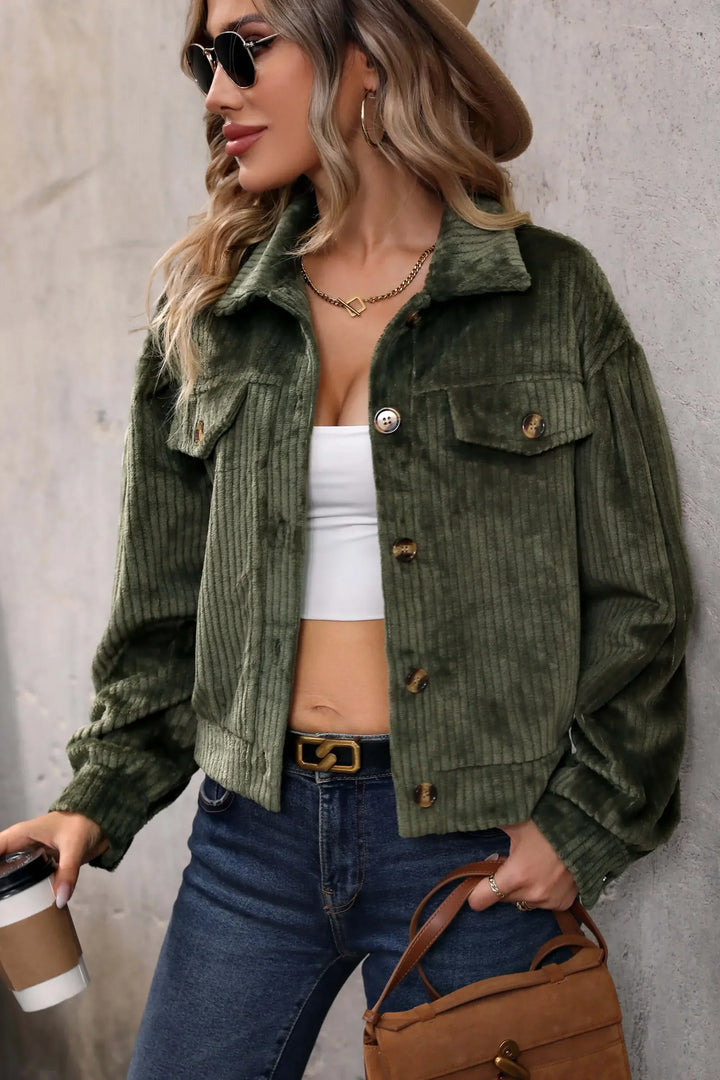 Lune London | Shorter Cord Jacket - Olive Green