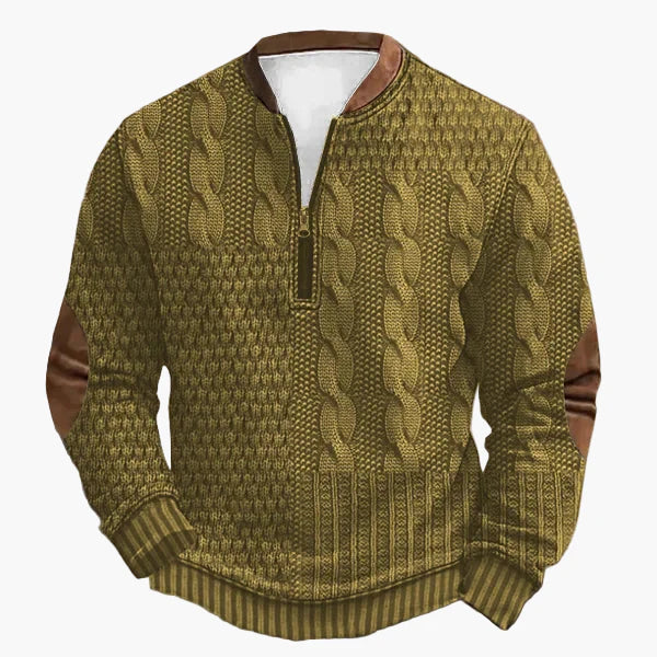 Lune London | Knitted sweater with cable knit pattern and quarter zip - Trendy casual sweater for autumn and winter