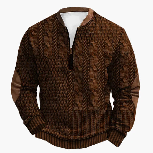 Lune London | Knitted sweater with cable knit pattern and quarter zip - Trendy casual sweater for autumn and winter