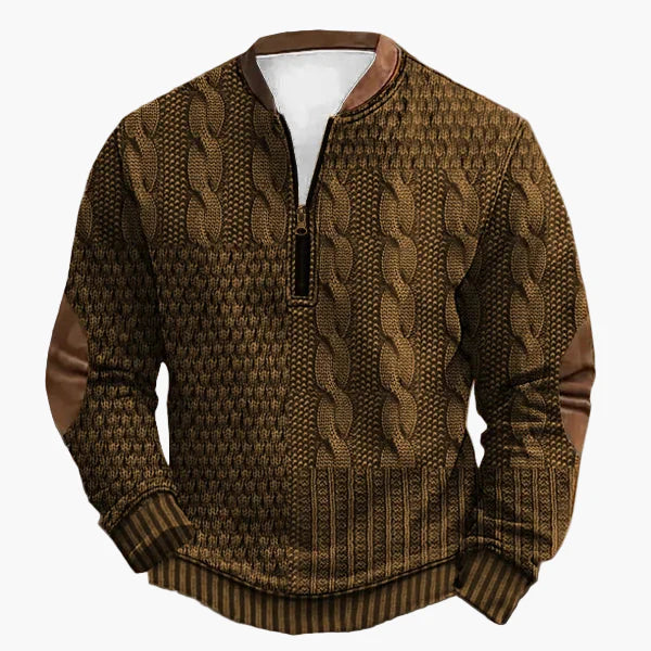 Lune London | Knitted sweater with cable knit pattern and quarter zip - Trendy casual sweater for autumn and winter