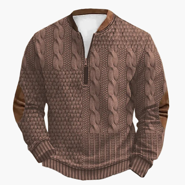 Lune London | Knitted sweater with cable knit pattern and quarter zip - Trendy casual sweater for autumn and winter