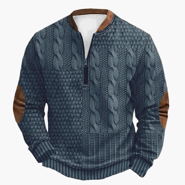 Lune London | Knitted sweater with cable knit pattern and quarter zip - Trendy casual sweater for autumn and winter
