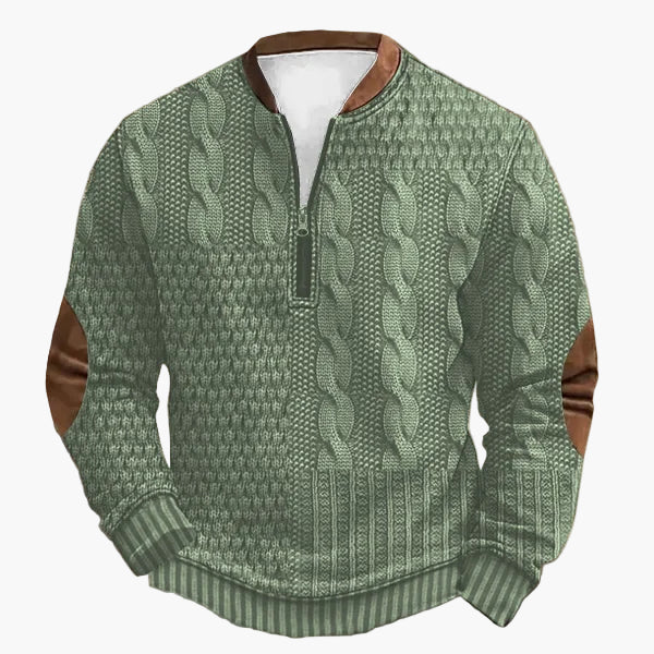 Lune London | Knitted sweater with cable knit pattern and quarter zip - Trendy casual sweater for autumn and winter