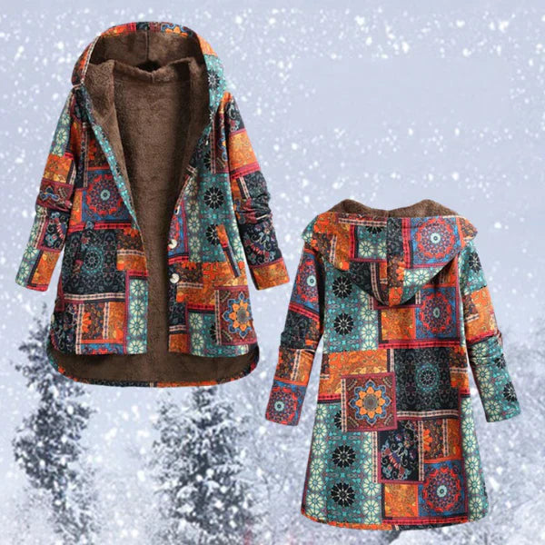 Lune London | Bohemian winter coat with floral print