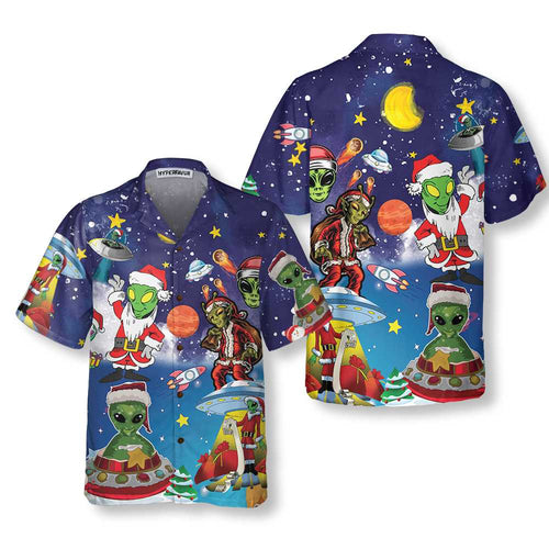 Lune London | Aliens Costume de Noël Chemise hawaïenne, Chemise de Noël amusante pour hommes