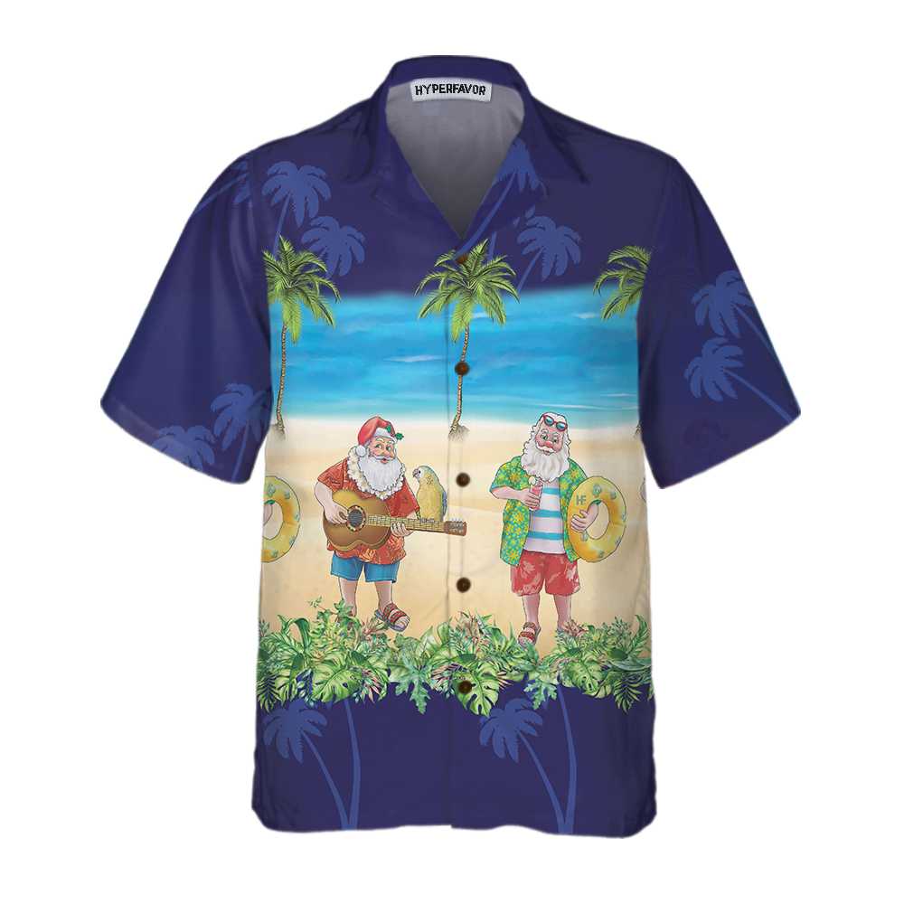 Lune London | Chemise Aloha Santa Chemise Hawaïenne, Chemise de vacances de Noël Santa amusante, Meilleur cadeau pour Noël