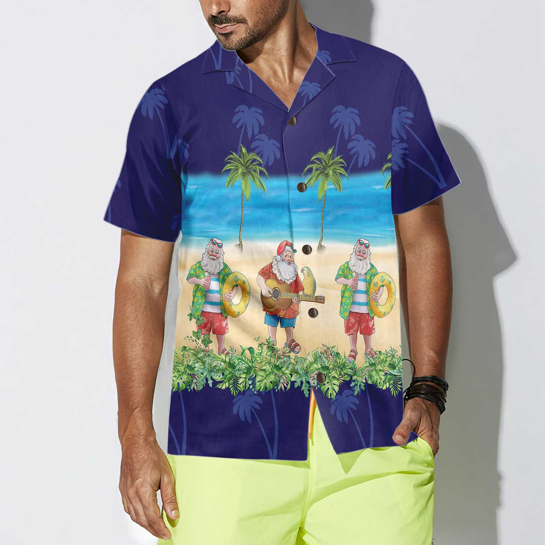 Lune London | Chemise Aloha Santa Chemise Hawaïenne, Chemise de vacances de Noël Santa amusante, Meilleur cadeau pour Noël