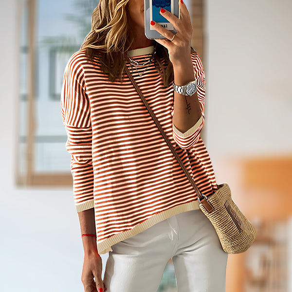 Lune London | Striped, Loose, and Versatile Long Sleeve Knit Sweater Top for Women