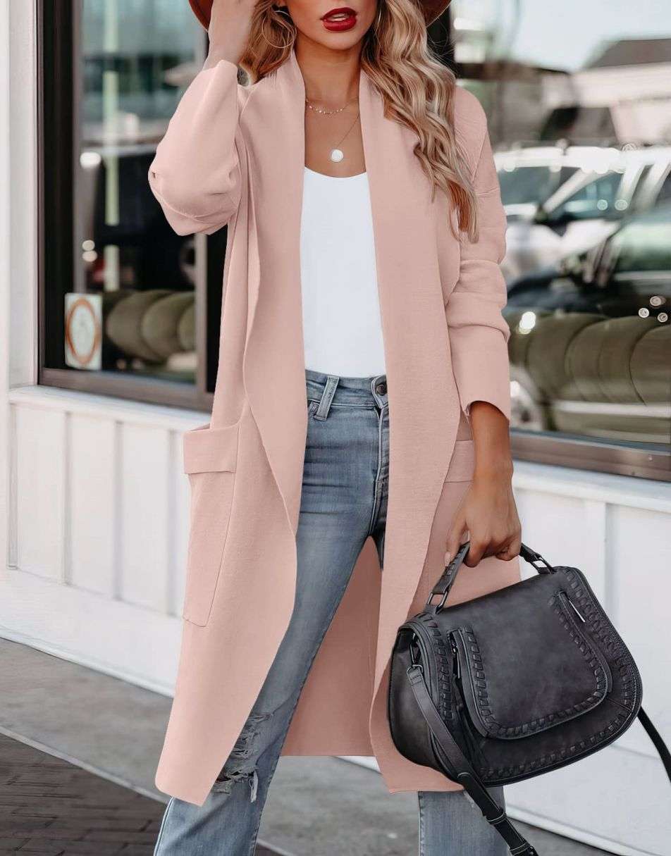 Lune London | Long Cardigan with Open Front in Casual Style